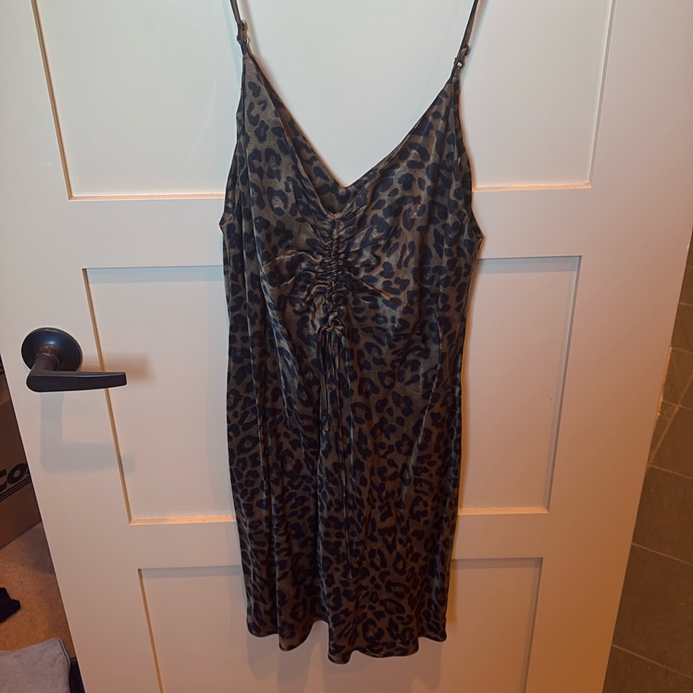 Zara leopard print satin flowy dress
